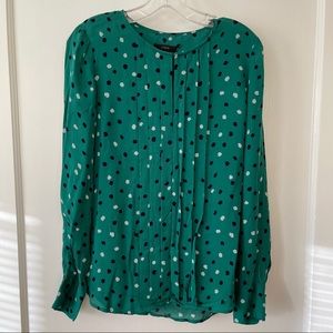 J. Crew green polka dot blouse